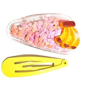 Banana Shaker Hair Clip Set Yellow Snap Barrettes Cute Kawaii Confetti Girl Gift